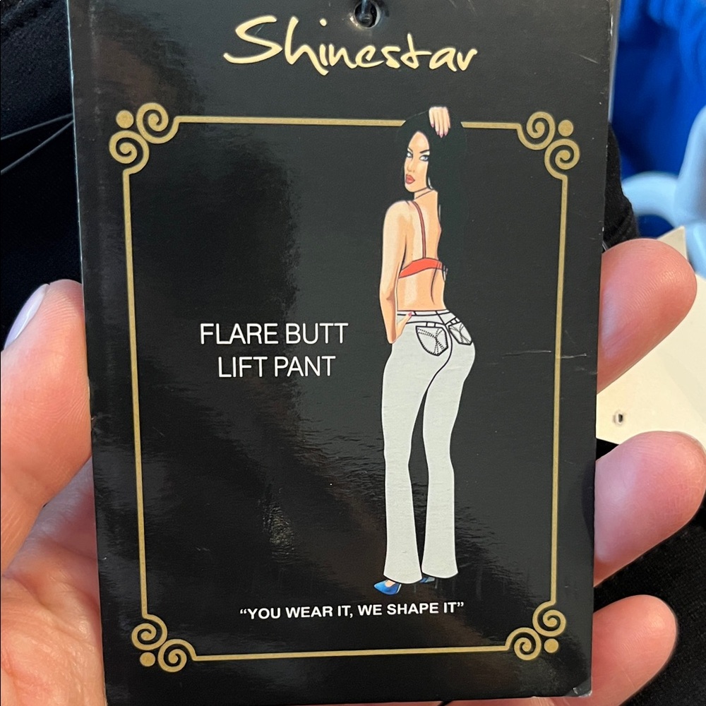 NWT Shinestar Flare Butt Lift Pants - black